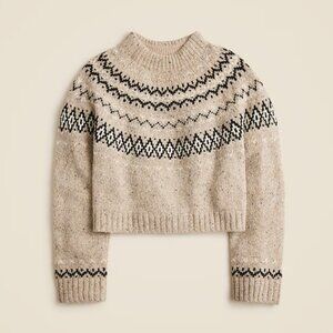 J.Crew Fair Isle wide-mockneck sweater in Natural Mulit - Size Medium